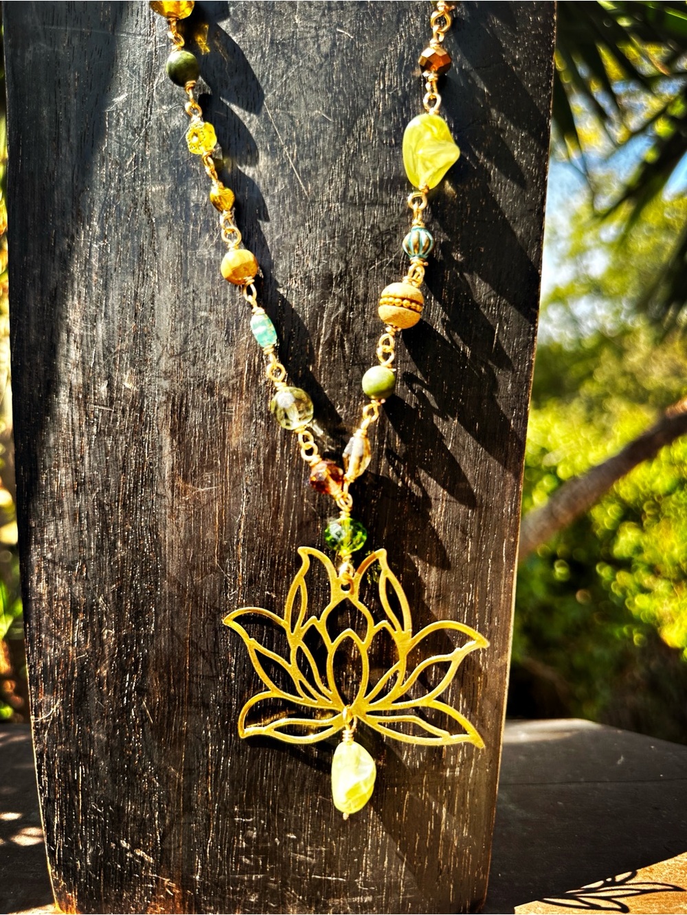 Gold Lotus Bohemian Garden Necklace